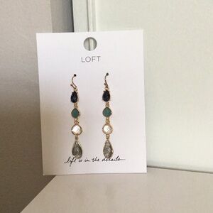LOFT Gold and Blue Turquoise Drop Earrings